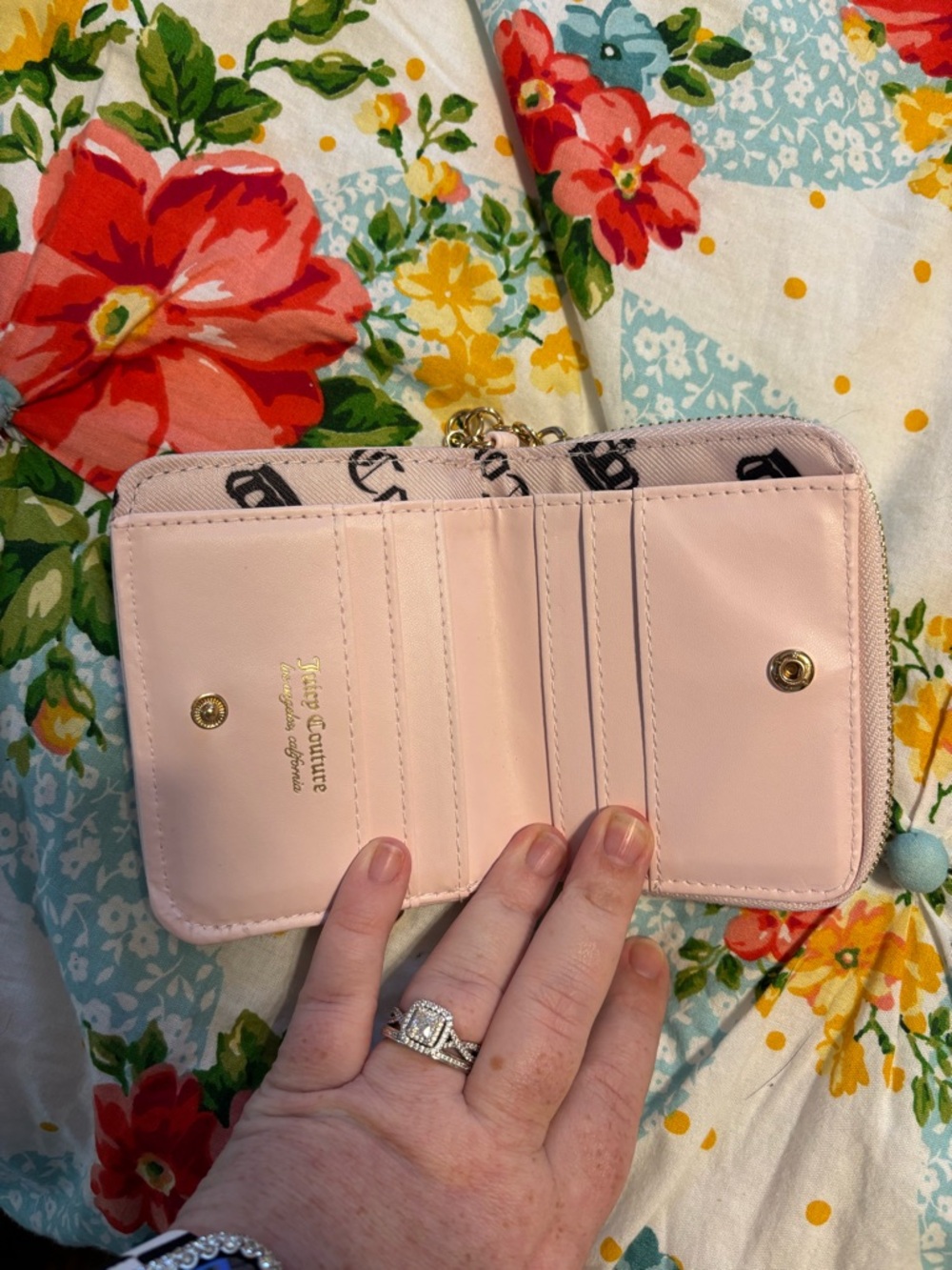 Juicy Couture Blue Cherry Print Wallet with Pink Trim - Picture 3 of 7